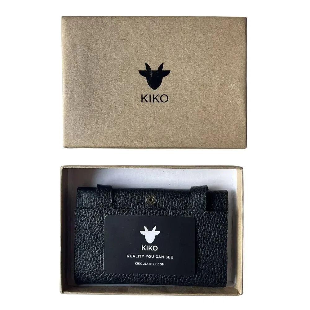 NEW KIKO MEN'S LEATHER Trifold Black WALLET Fast Shipping
